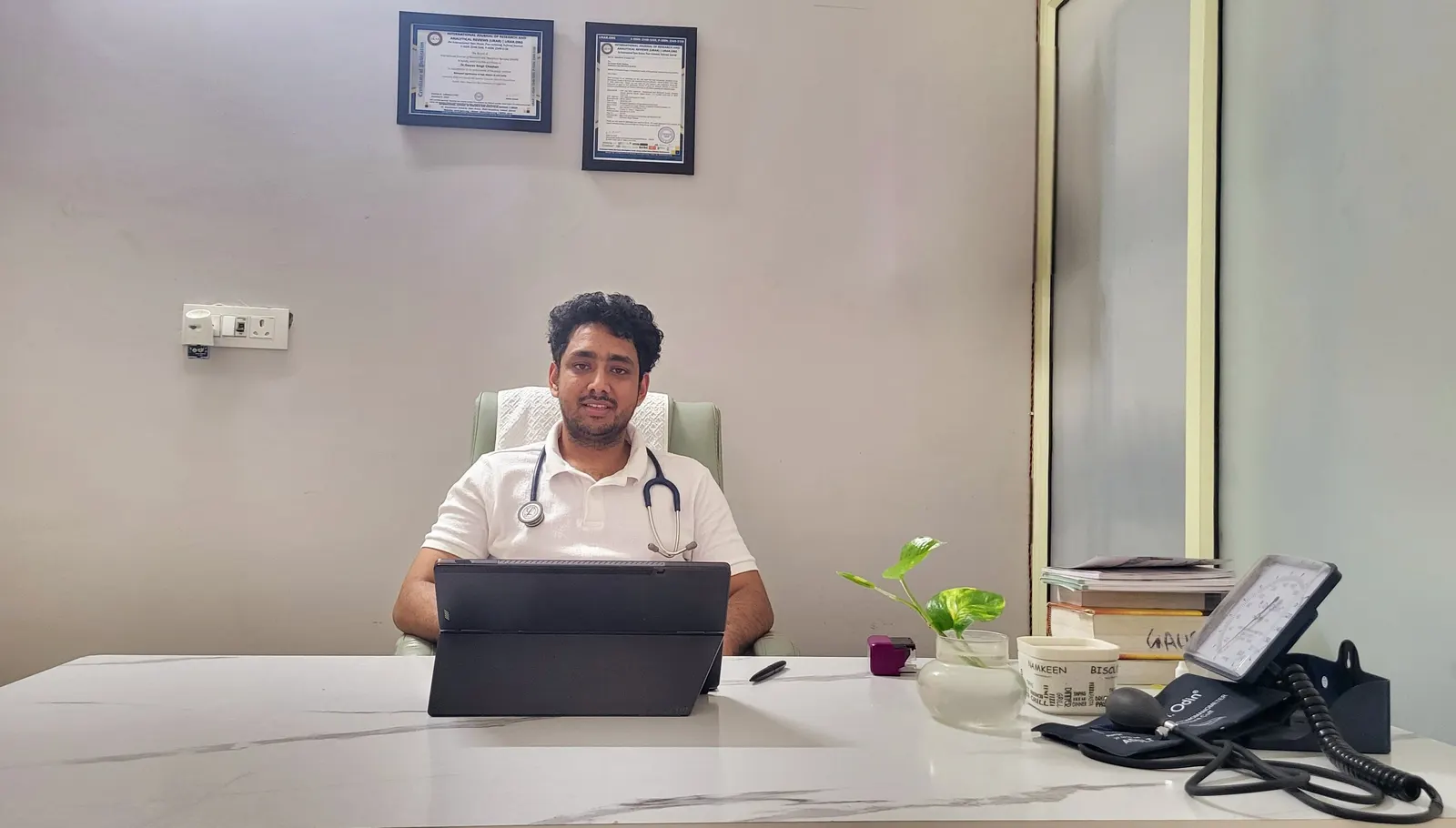 Dr. Gaurav Singh Chauhan at his consultation desk