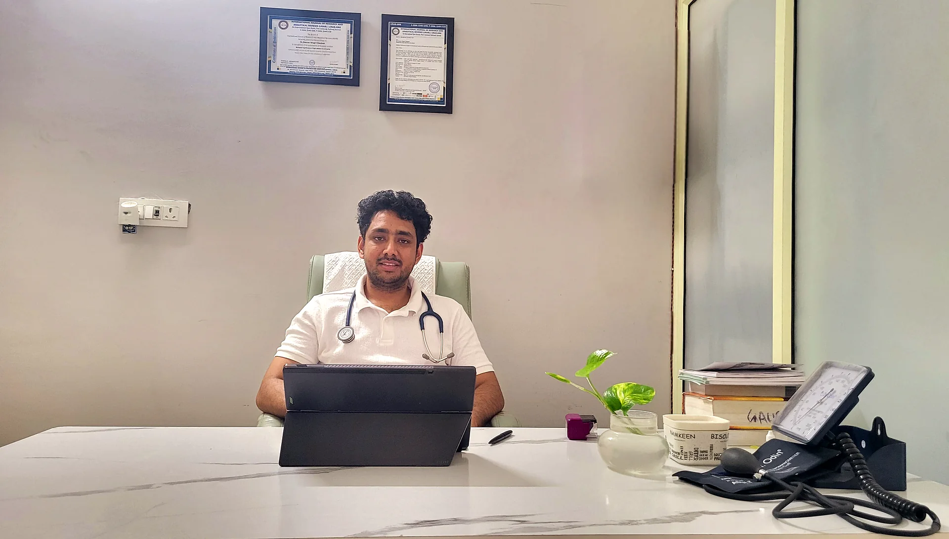 Dr. Gaurav Singh Chauhan at his consultation desk
